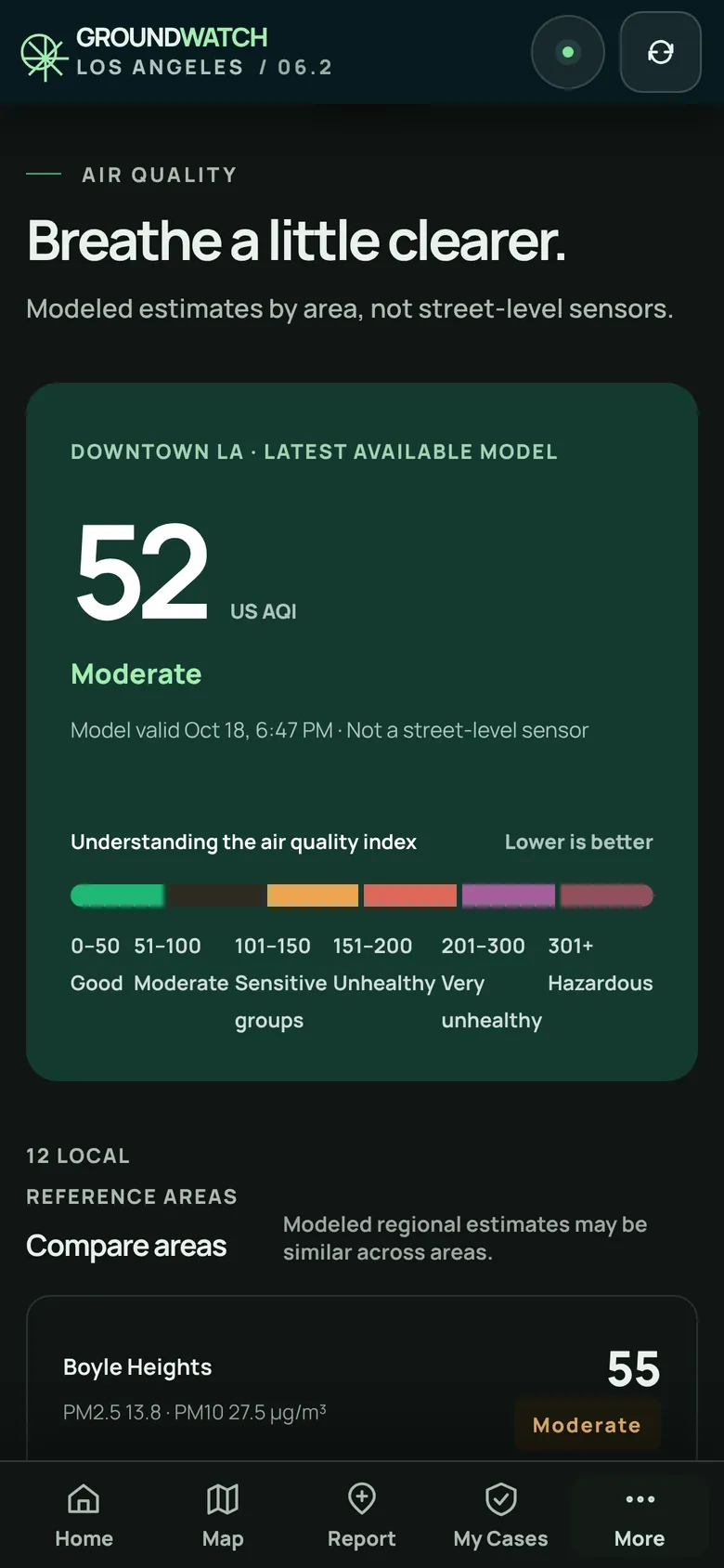 Air quality in dark mode.