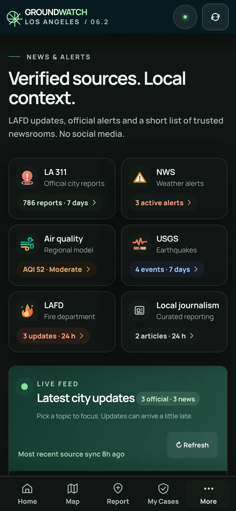 News and alerts in dark mode.